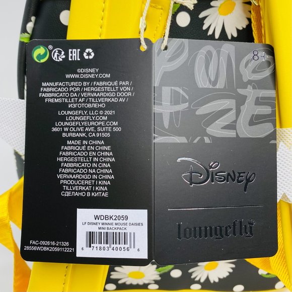 Loungefly Disney Minnie Mouse Daisies Mini Backpack, Ears, and Necklace Set - Picture 10 of 14